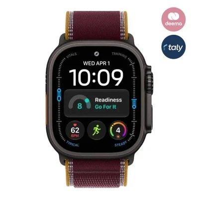 Apple Watch Ultra 4 GPS + Cellular 49mm Black Titanium Case with Burgundy Trail Loop - S/M